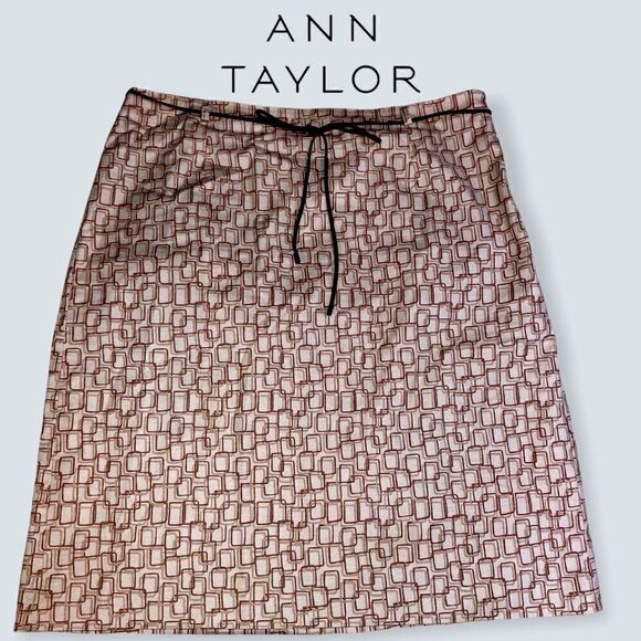 ANN TAYLOR stretch skirt size 6P Brown Tan Knee Length - Picture 1 of 5